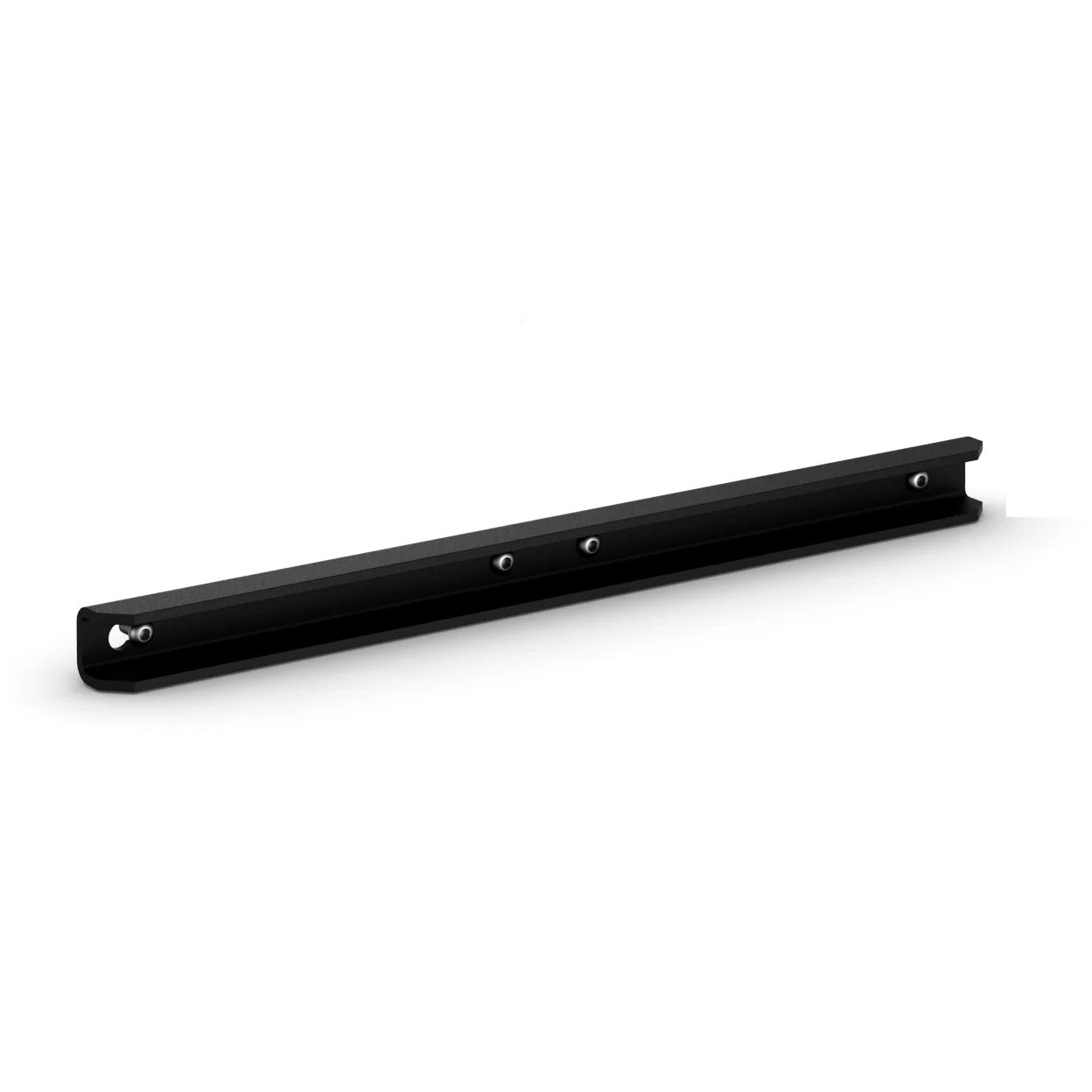 Bose CB-MA12EX coupling bracket in black, angled view showing channel rail and mounting holes