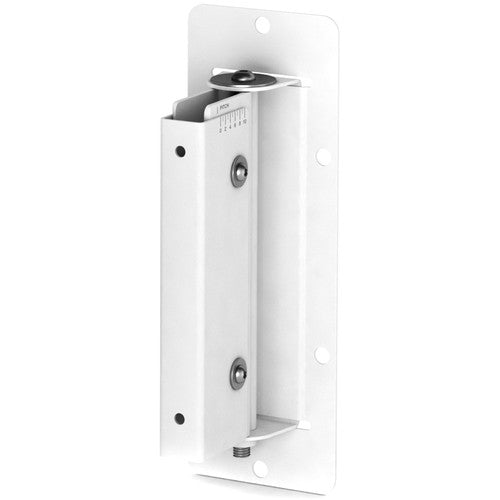 Bose bi-pivot bracket for MA12/MA12EX in white, angled view showing wall plate and pivot adjustment scale
