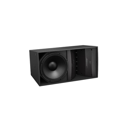 Bose ArenaMatch AM10 angled view of the loudspeaker interior with low-frequency driver and waveguide array
