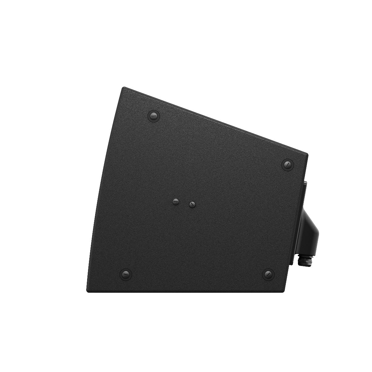 Bose ArenaMatch AM20 side profile showing tapered enclosure, mounting hardware points, and rear cable gland