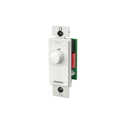 Bose ControlCenter CC-1 with US decora plate removed, exposing circuit board, DIP switches and mounting bracket