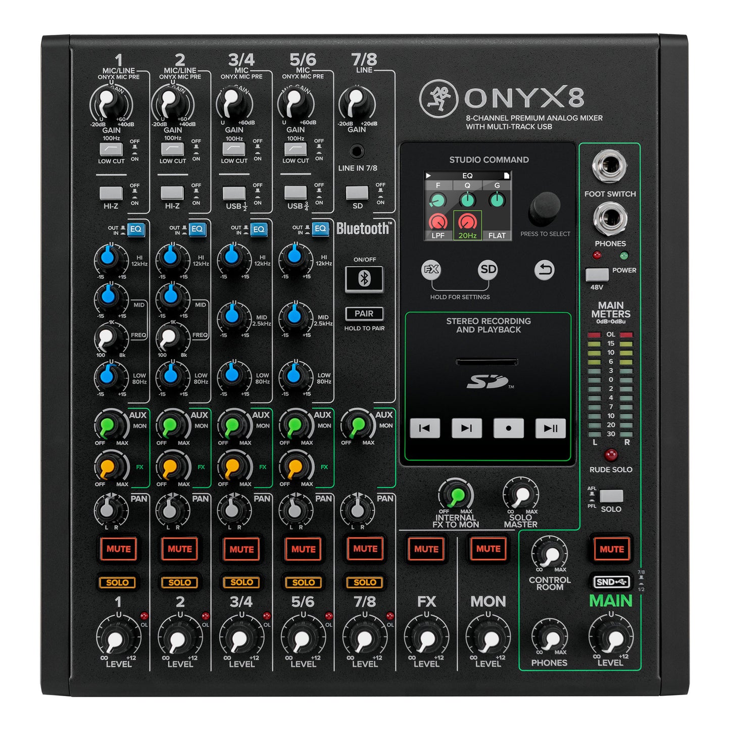 Mackie ONYX8 8-Channel Analog Mixer with Mulititrack USB top