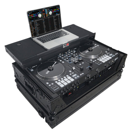 ProX Flight Case for Rane ONE DJ Controller With 1U Rack | Black on Black | With Laptop Shelf