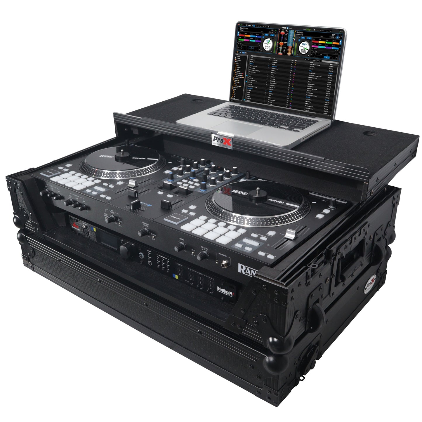 ProX Flight Case for Rane ONE DJ Controller With 1U Rack | Black on Black | With Laptop Shelf