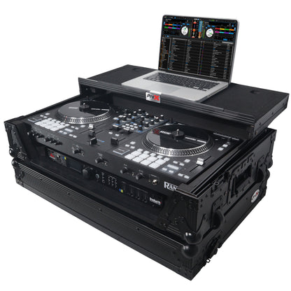 ProX Flight Case for Rane ONE DJ Controller With 1U Rack | Black on Black | With Laptop Shelf