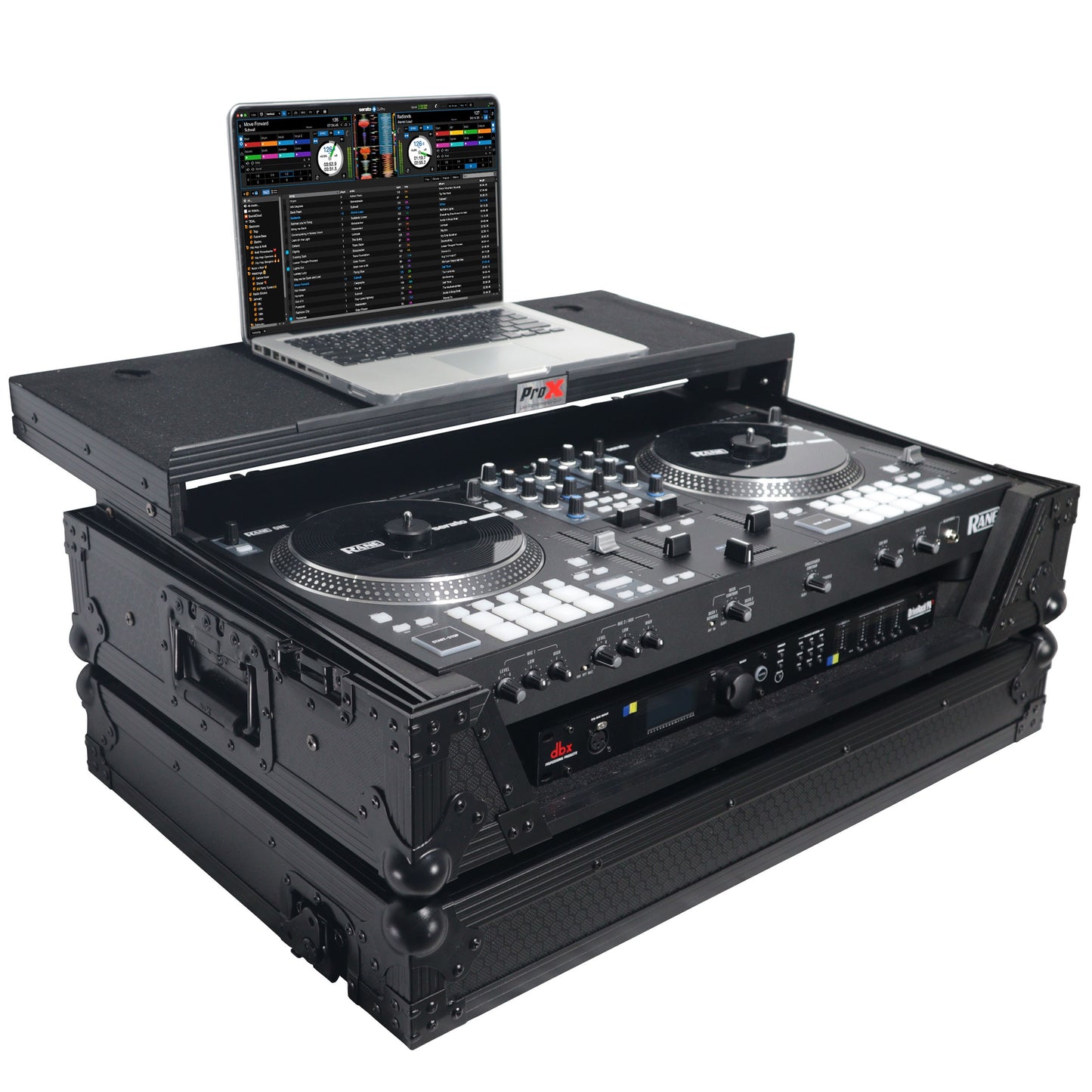 ProX Flight Case for Rane ONE DJ Controller With 1U Rack | Black on Black | With Laptop Shelf