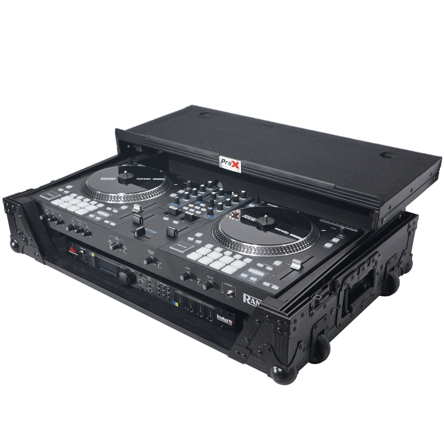 ProX Flight Case for Rane ONE DJ Controller With 1U Rack | Black on Black | With Laptop Shelf