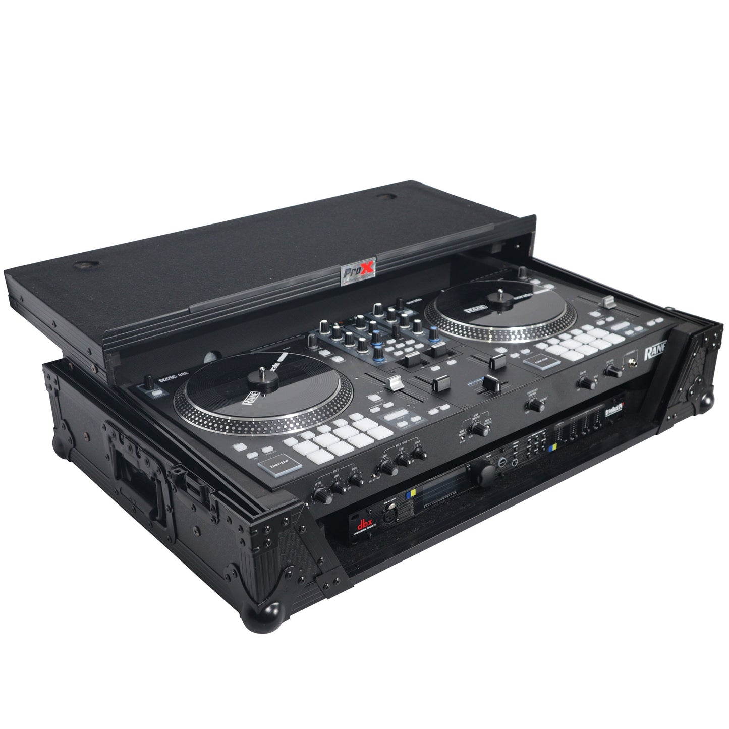 ProX Flight Case for Rane ONE DJ Controller With 1U Rack | Black on Black | With Laptop Shelf