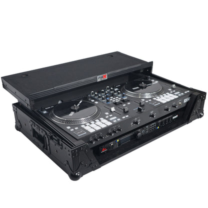 ProX Flight Case for Rane ONE DJ Controller With 1U Rack | Black on Black | With Laptop Shelf
