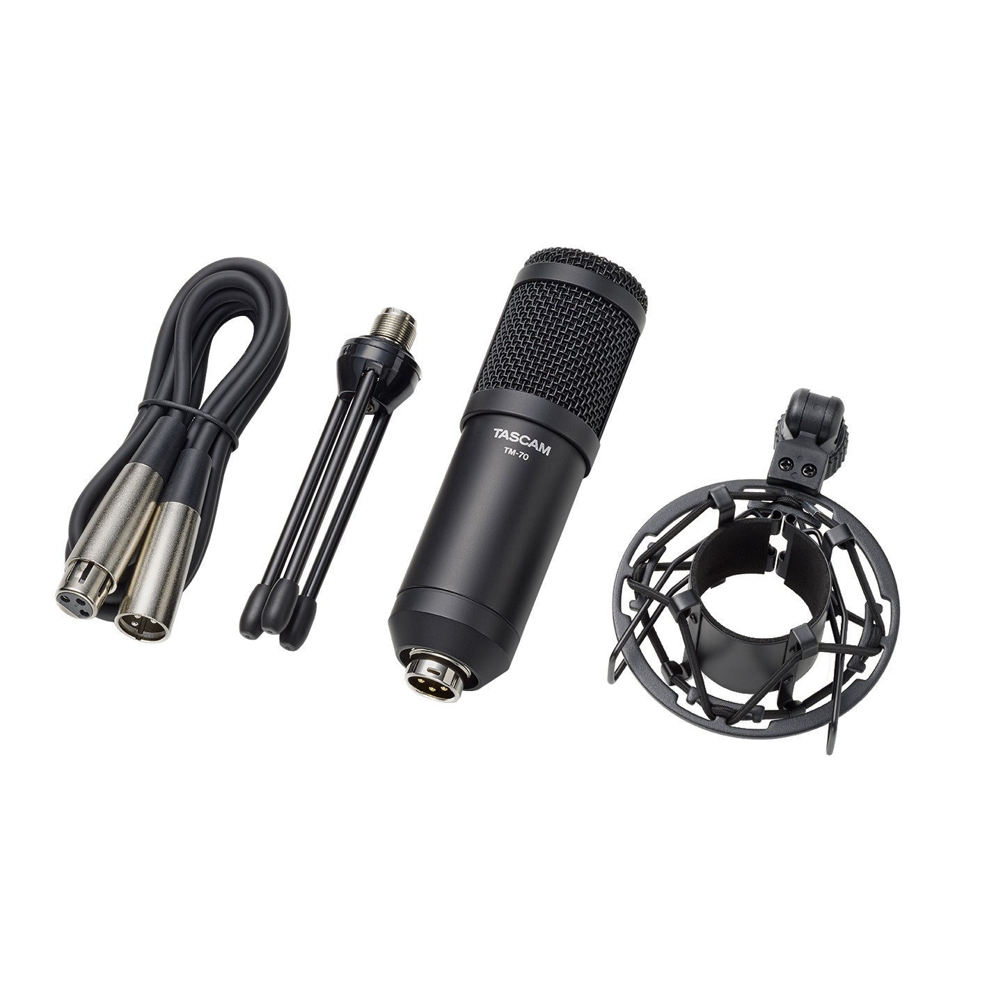 Tascam TM-70 Dynamic Broadcast Microphone with accessories