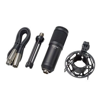 Tascam TM-70 Dynamic Broadcast Microphone with accessories