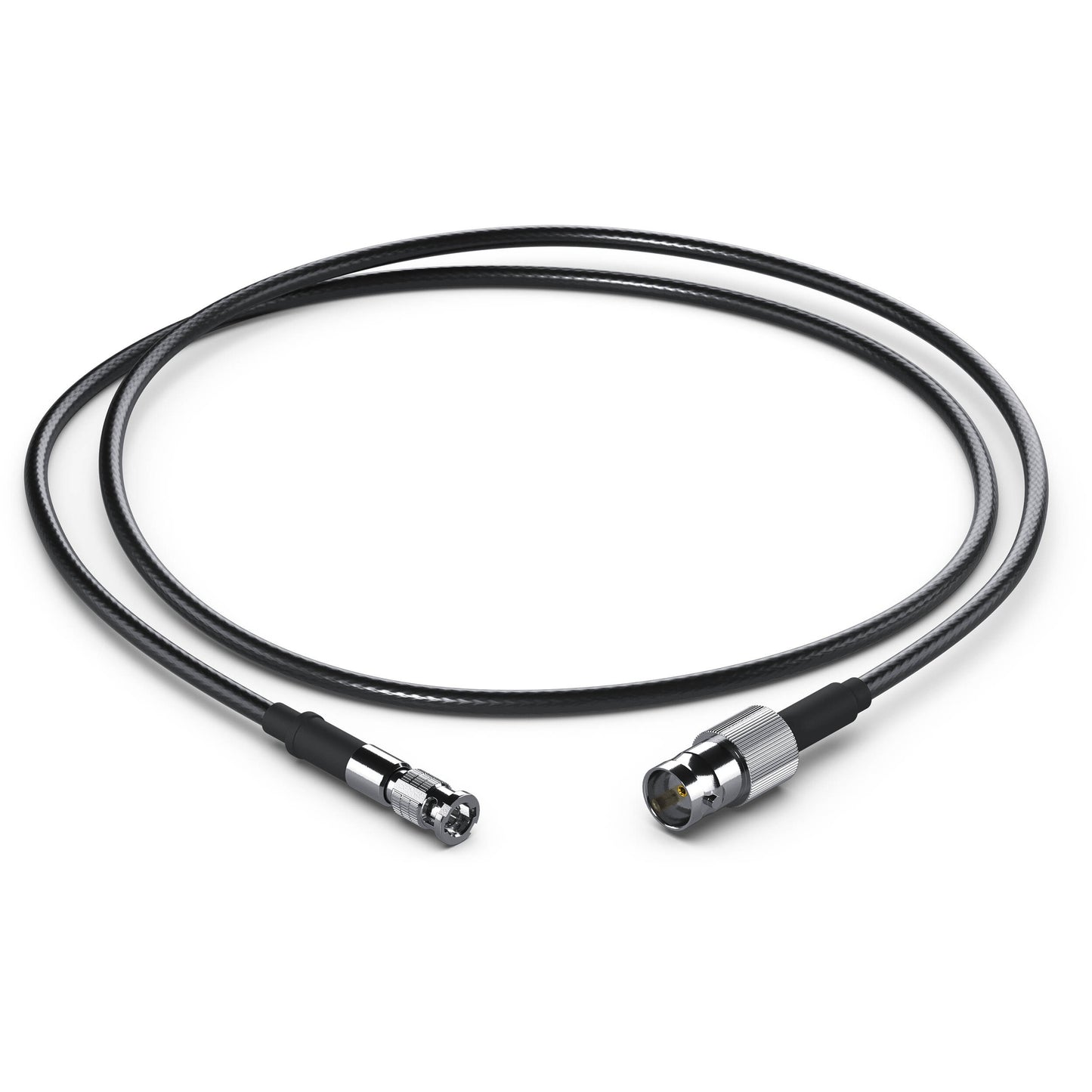 Blackmagic Design Micro BNC to BNC Female Cable coiled with both connector ends shown