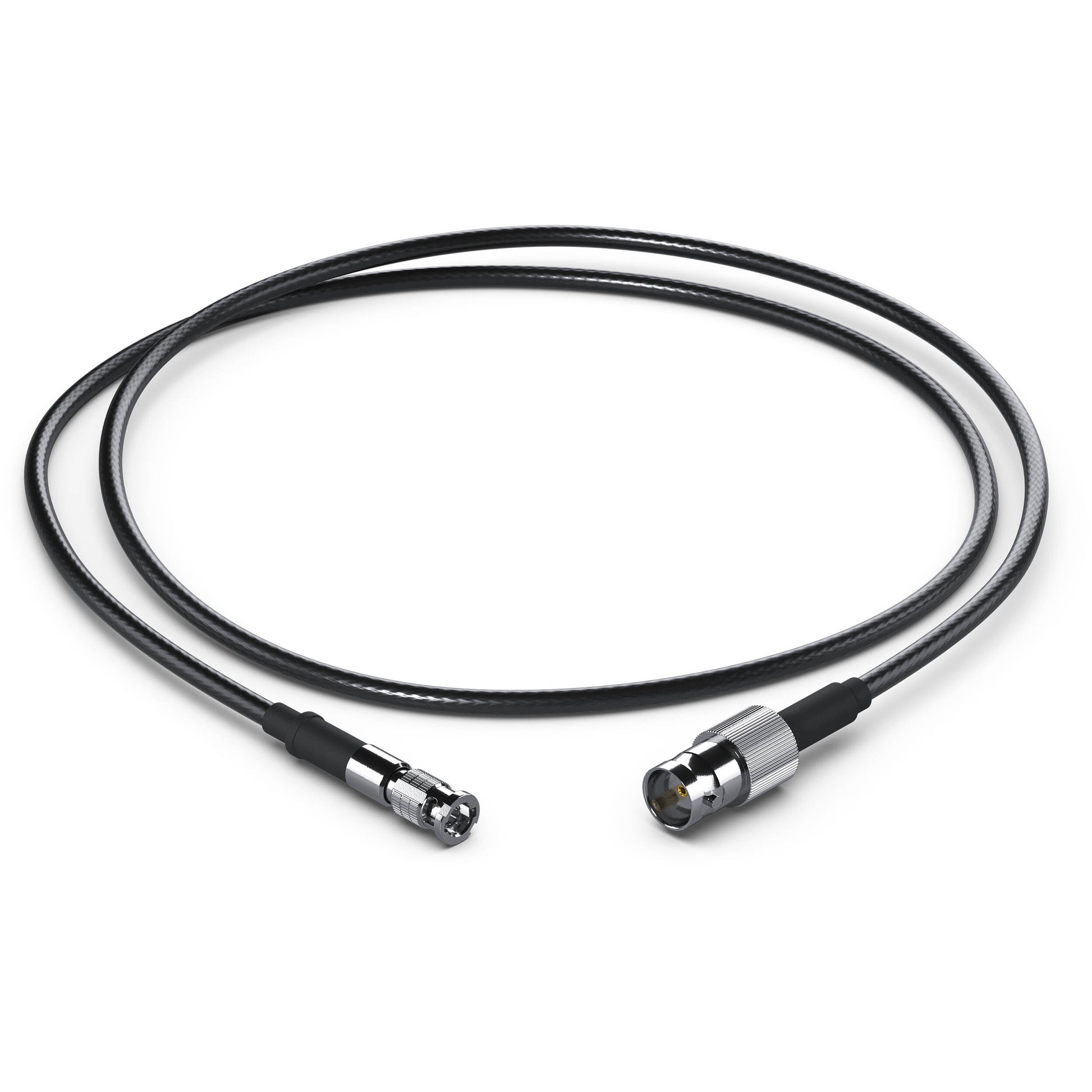 Blackmagic Design Micro BNC to BNC Female Cable coiled with both connector ends shown