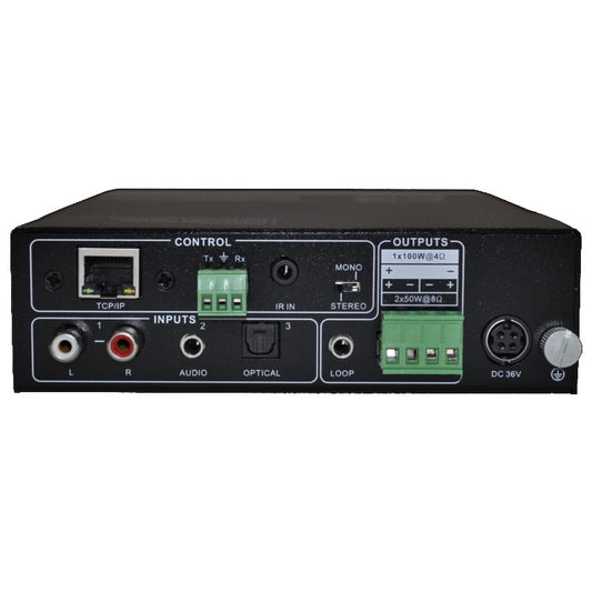 Alfatron Electronics PA100W 2 x 50W Low Impedance Mini Mixer Amplifier back