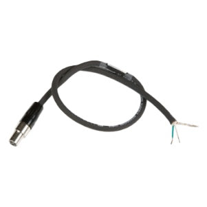 MCSRPT 15 inch TA3F to stripped lead audio cable, full length view with black TA3F connector at one end and exposed stripped wires at the other, Lectrosonics