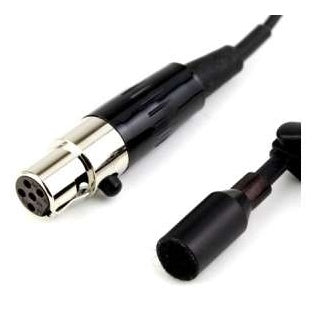 M119 omnidirectional lavalier microphone close-up showing black TA5F 5-pin connector with silver locking shell and miniature capsule on cable, Lectrosonics