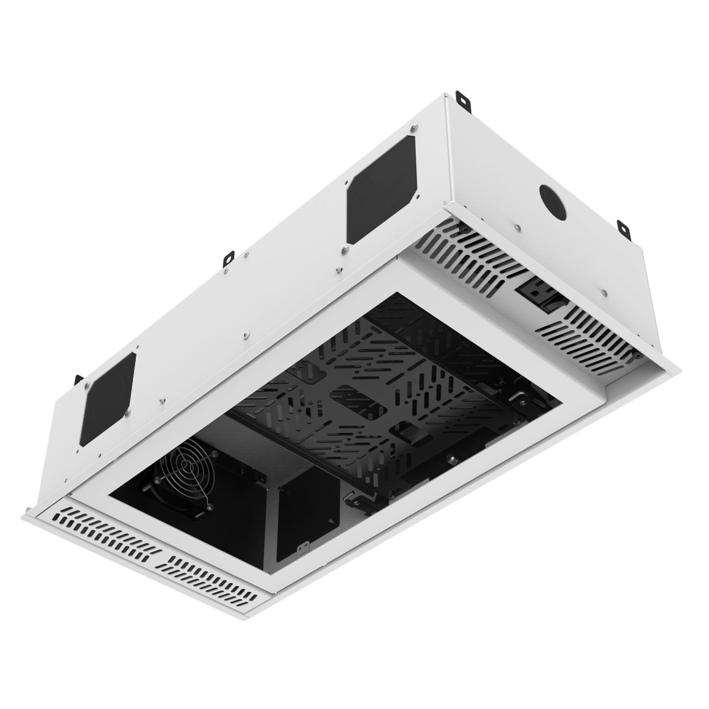 AtlasIED CR212 Ceiling-Mount Rack 2RU Half-Width AmbiTILT Plenum Cabinet | Without PowerAWAKE | Without Projector Pole Adapter