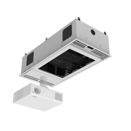 AtlasIED CR212 Ceiling-Mount Rack 2RU Half-Width AmbiTILT Plenum Cabinet | With PowerAWAKE | With Projector Pole Adapter