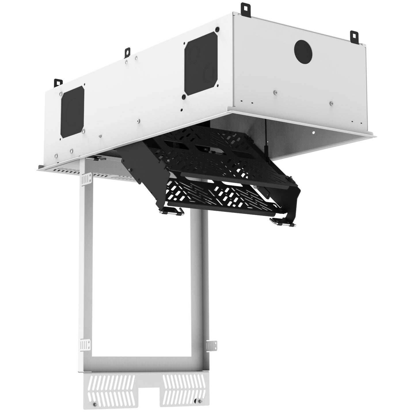 AtlasIED CR212 Ceiling-Mount Rack 2RU Half-Width AmbiTILT Plenum Cabinet | With PowerAWAKE | With Projector Pole Adapter