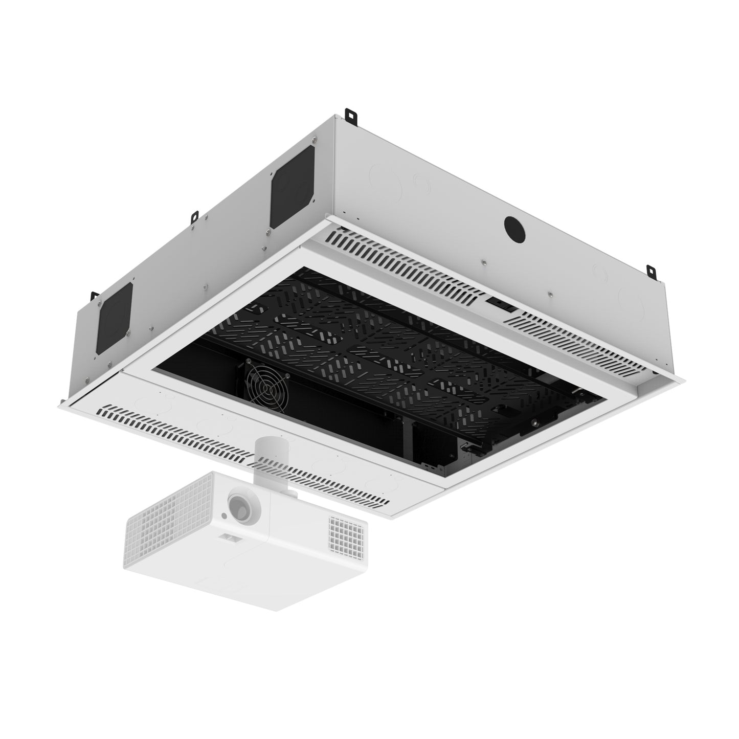 AtlasIED AtlasIED CR222 Ceiling-Mount Rack Ceiling-Mount Rack 2RU UL Plenum AmbiTILT | With PowerAWAKE | With Projector Pole Adapter