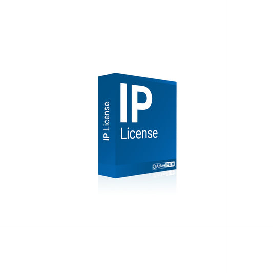 AtlasIED IPSE150 IP endpoint license shown as a blue software box with AtlasIED logo