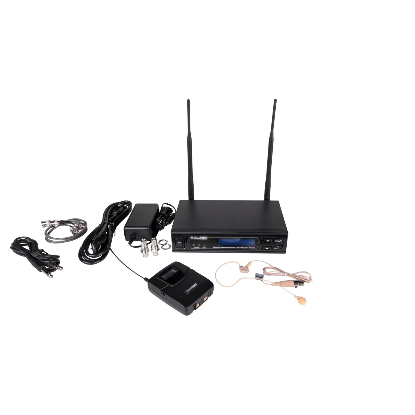 AtlasIED MW100 Wireless Microphone Kit for Install Audio | Bodypack with Over Ear