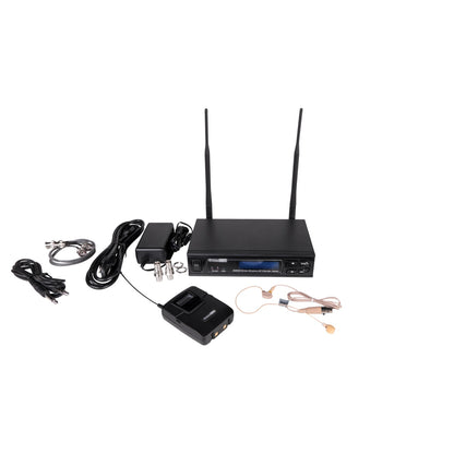 AtlasIED MW100 Wireless Microphone Kit for Install Audio | Bodypack with Over Ear