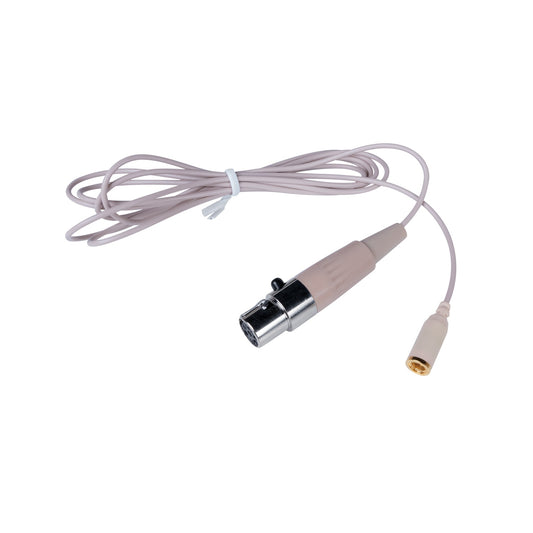 AtlasIED MWOEMCBL replacement microphone cable in beige, coiled with mini connector and threaded end