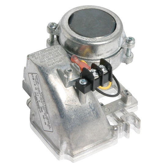 AtlasIED VTB-2 cast aluminum compression driver, angled view showing throat, spec label and screw terminal block