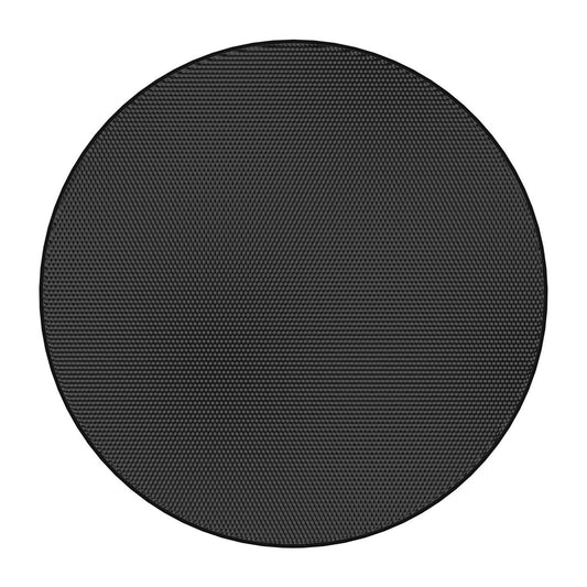 AtlasIED EGR33B round black edgeless grille shown face-on with perforated mesh pattern