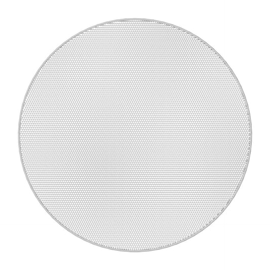 AtlasIED EGR33W round white edgeless grille shown face-on with perforated mesh pattern