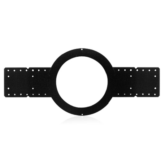 AtlasIED FAP63TC-TR rough-in ring in black with round cutout and perforated mounting bracket arms