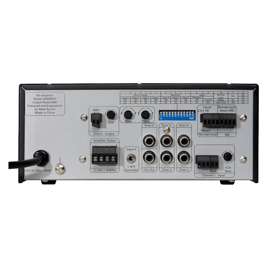 AtlasIED EZSYS-BGM-CPHD Easy System Background Music Kit Mixer Amplifier back