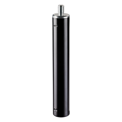 18832 extension rod front view, black tube with threaded steel stud on top and two slotted locating screws, K&M