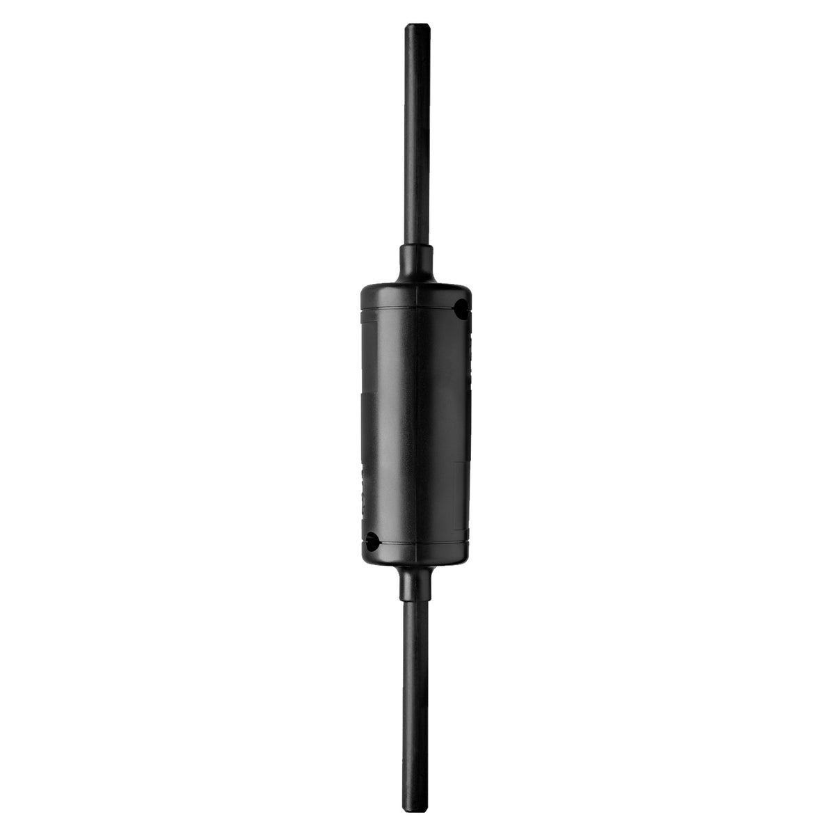 RA4000 W passive omni-directional dipole remote antenna side view showing black center housing with mounting holes and dual vertical antenna elements, AKG