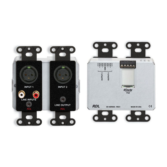RDL DDB-RN31 Wall-Mounted Bi-Directional Mic/Line Dante Interface 4 x 4