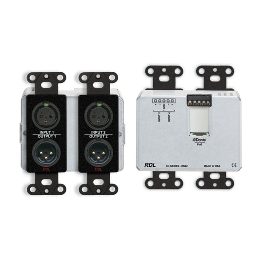 RDL DDB-RN42 Wall-Mounted Bi-Directional Mic/Line Dante Interface 4 x 2