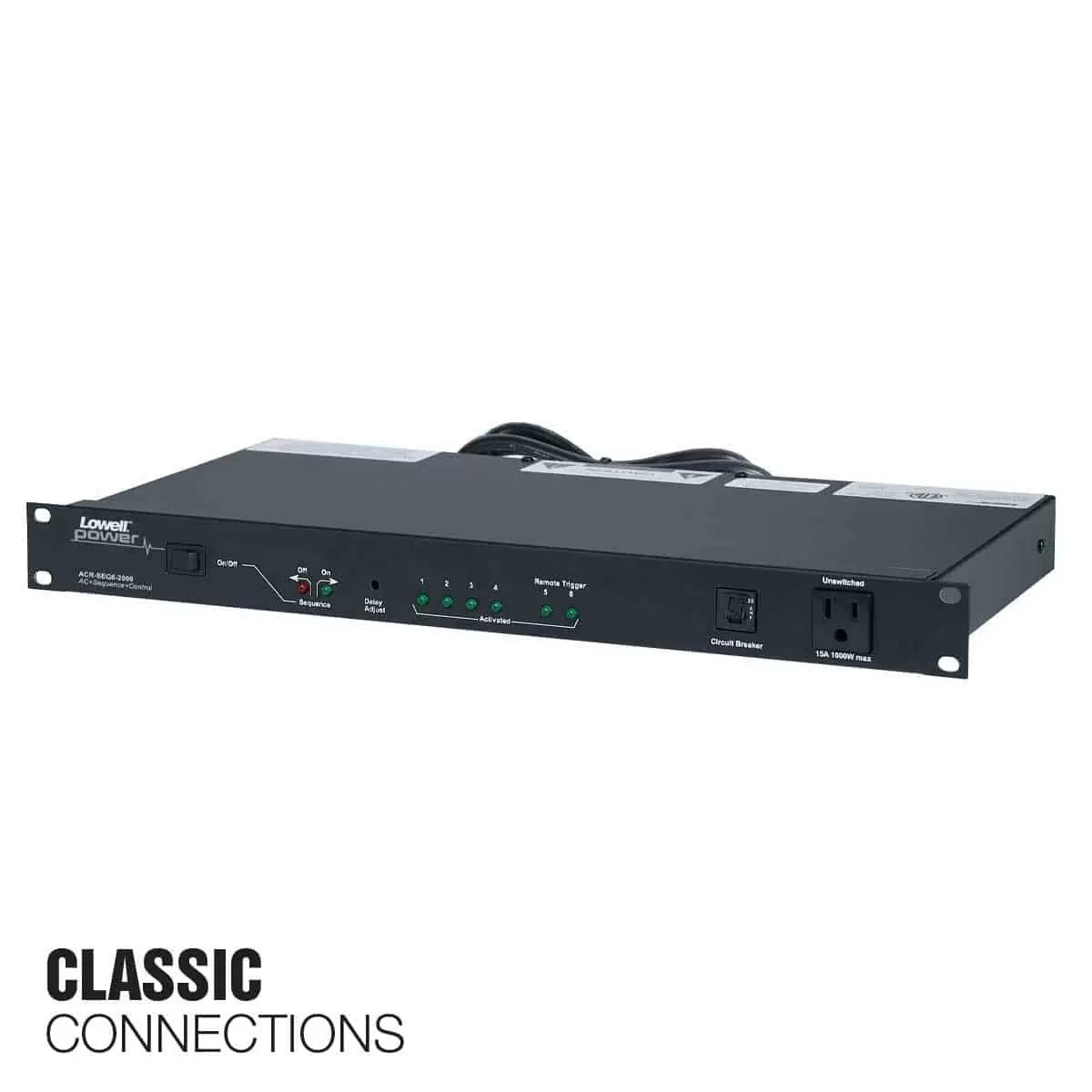 Lowell Rackmount Power Distribution Unit 1U AC Power Strip | 9 Outlets | 20A | 6-Step Sequencer, Remote Control