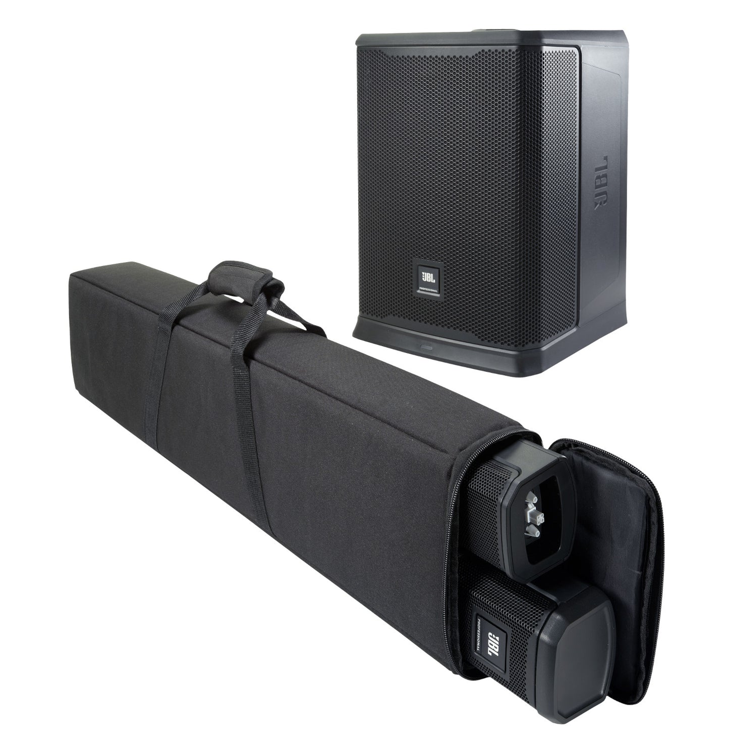 JBL PRX ONE Powered Column PA Speaker with accessories