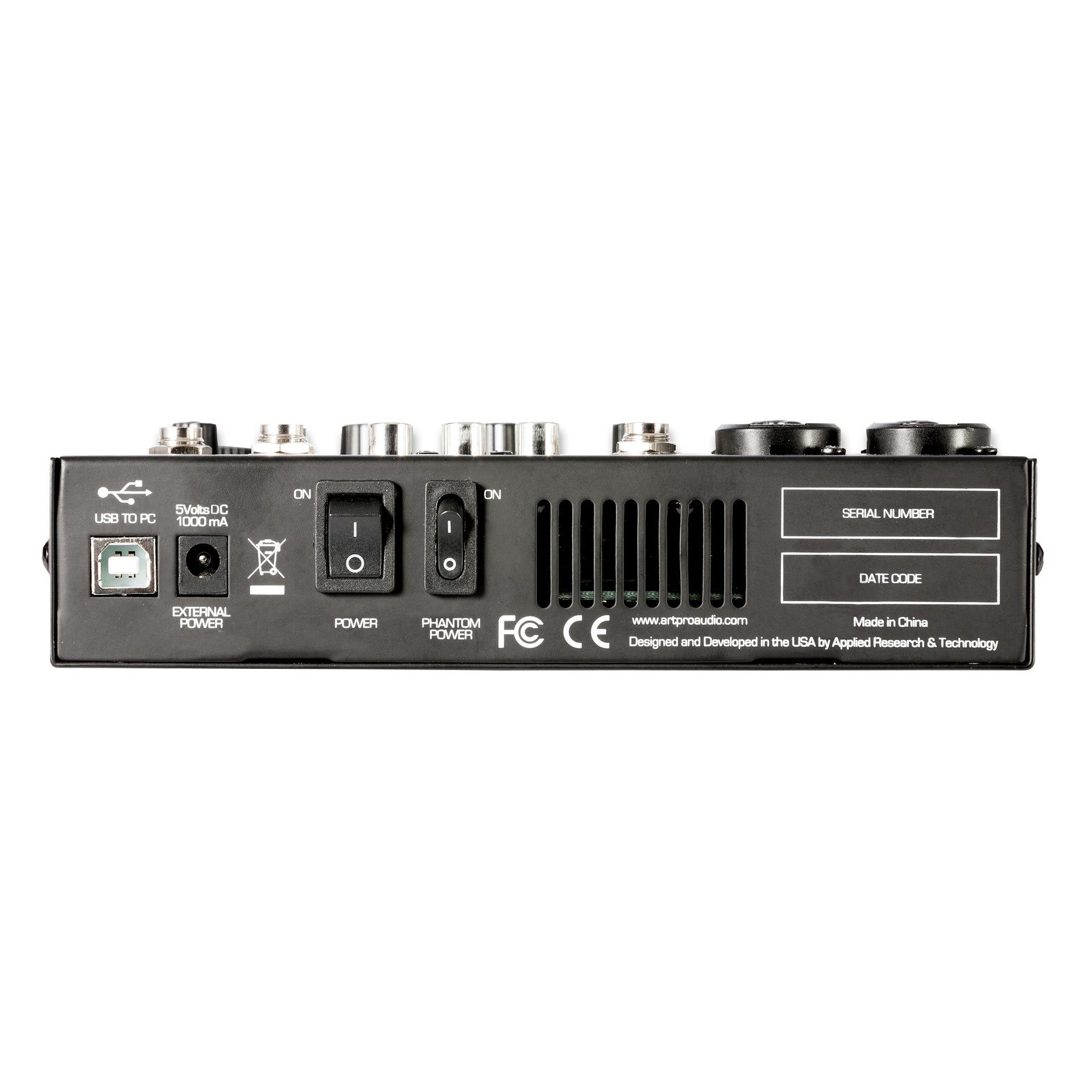 ART USBMix6 6-Channel Mixer / USB Audio Interface back