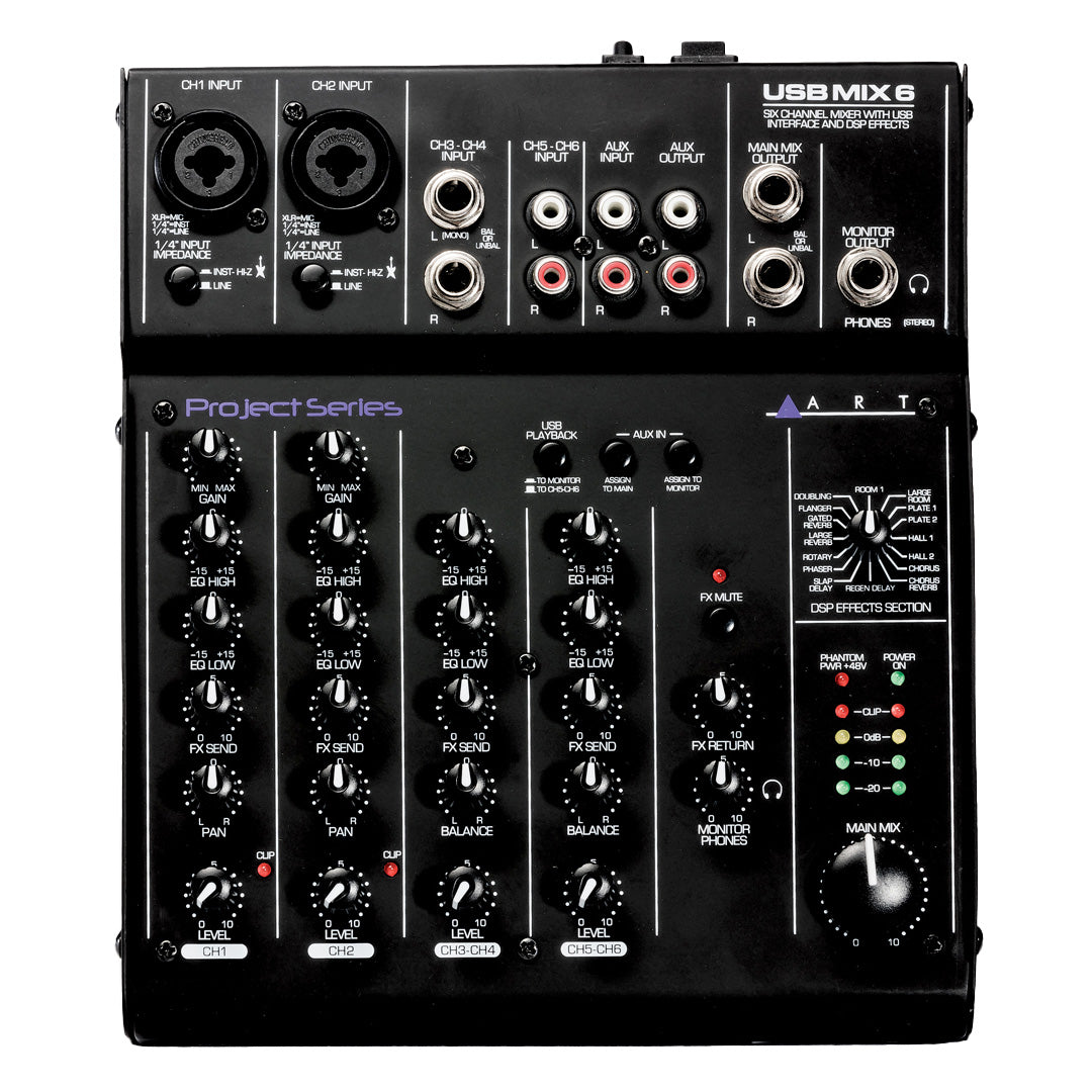 ART USBMix6 6-Channel Mixer / USB Audio Interface top