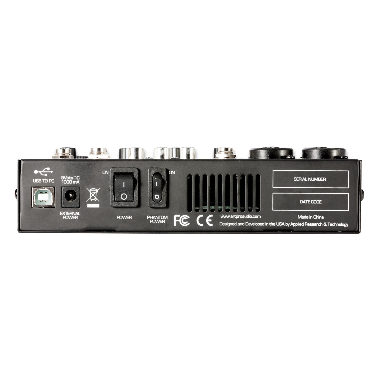 ART USBMix6 6-Channel Mixer / USB Audio Interface back