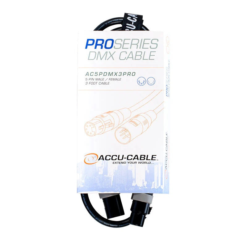 Accu-Cable AC5PDMX 5-Pin Male to 5-Pin Female DMX Cable