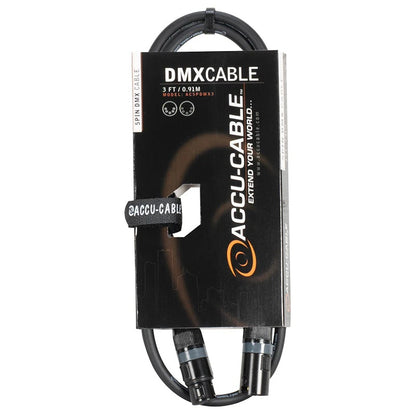 Accu-Cable AC5PDMX 5-Pin Male to 5-Pin Female DMX Cable | 3 feet