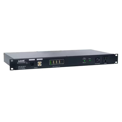 Lowell Rackmount Power Distribution Unit 1U AC Power Strip | 7 Outlets | 15A | Network Interface, Surge Suppression, Front Charging Ports