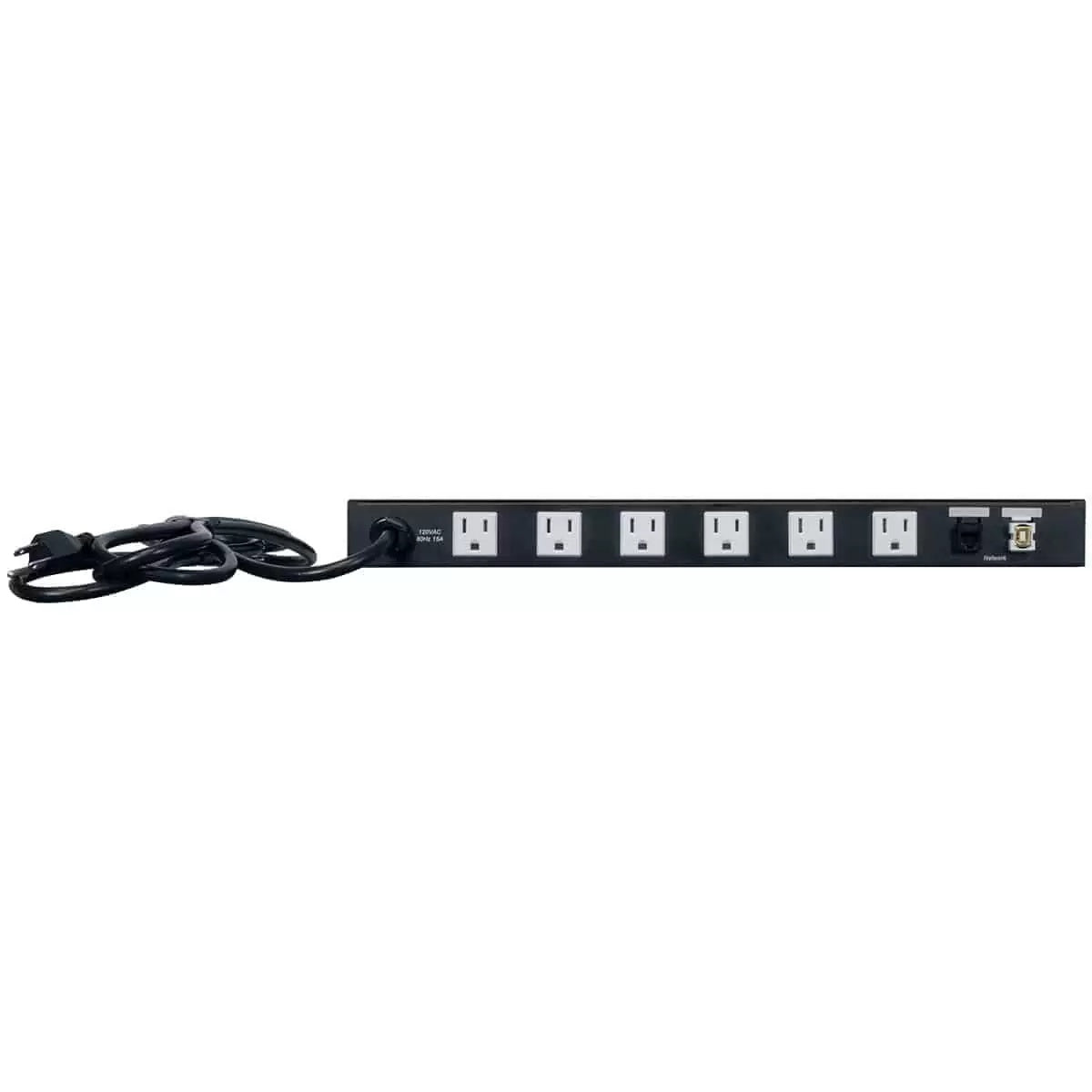 Lowell Rackmount Power Distribution Unit 1U AC Power Strip | 7 Outlets | 15A | Network Interface, Surge Suppression, Front Charging Ports