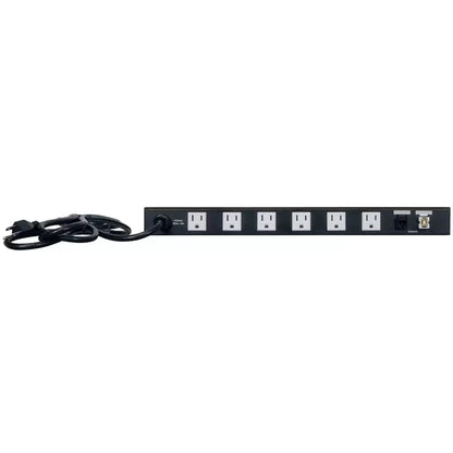 Lowell Rackmount Power Distribution Unit 1U AC Power Strip | 7 Outlets | 15A | Network Interface, Surge Suppression, Front Charging Ports