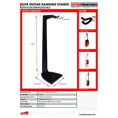 Gator GFW-ELITEGTRHNGSTD-BLK Guitar Hanging Stand Black