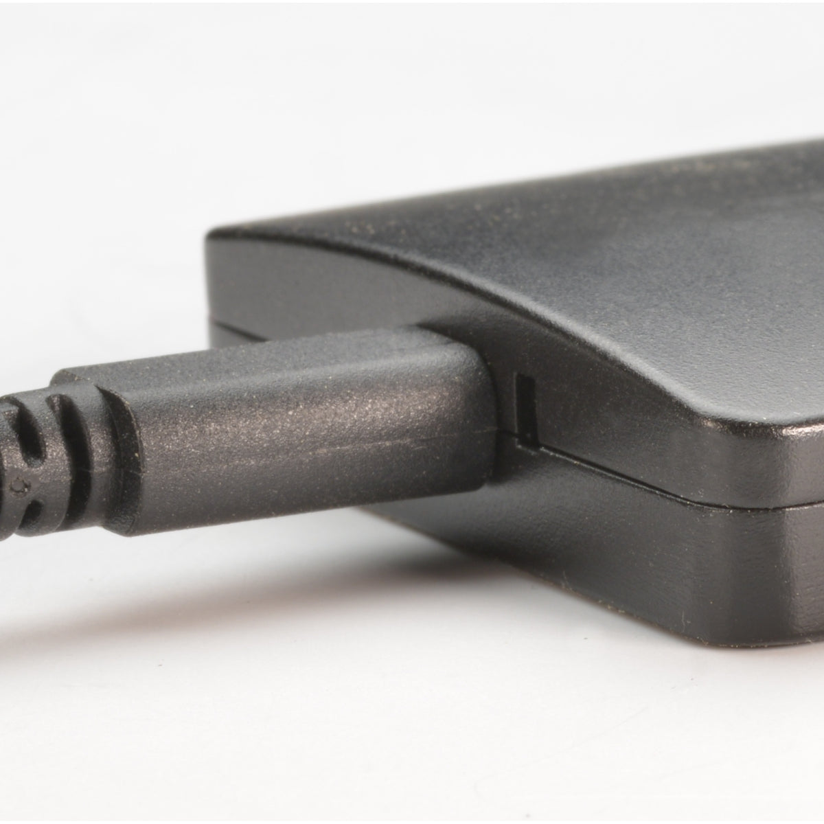 RadioScan 5988 edge close-up of USB-C port with cable connected to black housing, City Theatrical