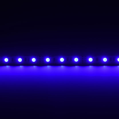QolorFLEX 5050 12V RGBWW LED tape illuminated in blue against black background, City Theatrical